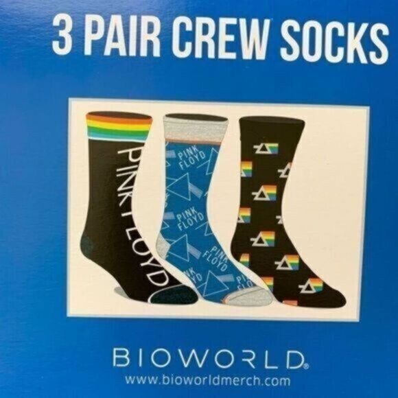 BioWorld Mens PINK FLOYD Crew Socks. Factory Sealed- Novelty 3 pack - Picture 1 of 2